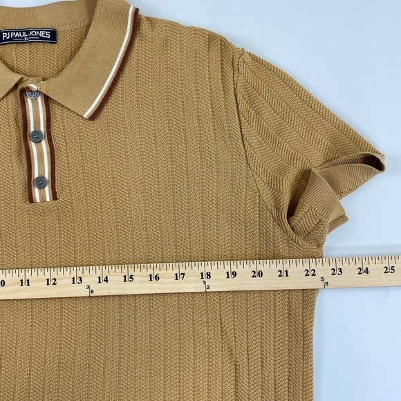 PJ PAUL JONES Men’s Knitted Polo Short Sleeve Textured Pullover Golf Shirt Sz XL - Picture 10 of 14